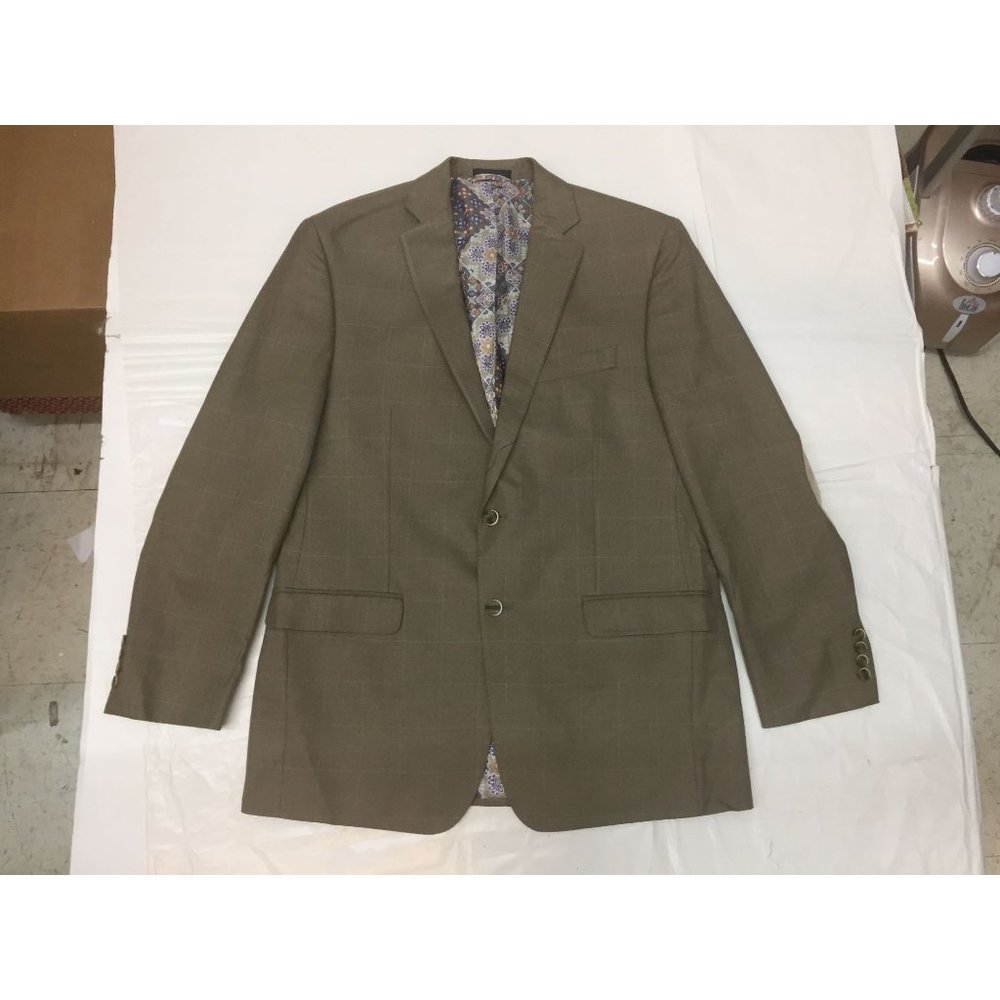 Men Brown Double Button Brown Plaid Elbow Patch Sport Jacket Blazer